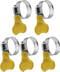 Yellow Stainless Steel Hose Clamps Pack of 14, Adjustable Thumb Screw Key Type, 8mm Bandwidth, Fits 16 to 25 mm Hoses, Ideal for Plumbing