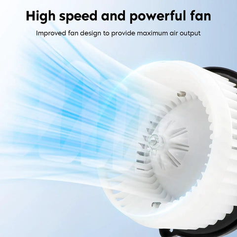 Honda Compatible Front HVAC Heater Blower Motor Fan Assembly showing airflow for 2001-2005 Civic, 2002-2006 CR-V, 2003-2011 Element
