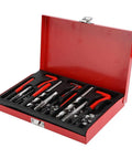 88 Piece Thread Repair Kit For M6 M8 M10 Threads Pro Grade Heavy Duty Steel Alloy Insert Tool Set in red storage box