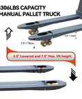 Solid Electric Pallet Jack With 3300 Lbs Capacity And Removable Lithium Battery For Heavy Lifting On Forks Plus Smooth Docks Factory Ride showing lift heights.