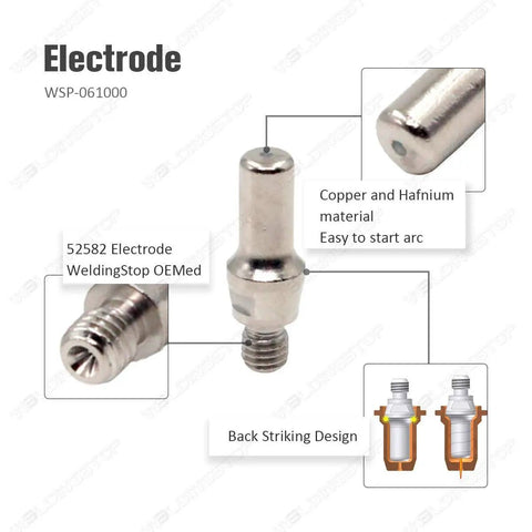 Copper and Hafnium Plasma Electrode for Plasma Cutting Torch Kit With IPT 60 PT 60 And PT 40 Consumables