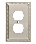 Beaded Single Duplex Outlet Wall Plate With Vintage Inspired Detailing In Brushed Nickel Finish 1 Gang ETL Certified GFI Outlet Decorative Cover One Pack