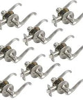 Scroll Privacy Bed And Bath Door Lever Satin Nickel 8 Pack With Reversible Left Or Right Hand Design Privacy Lock Inside Turn