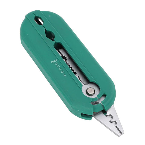 Mavaol Compact Wire Stripper Tool For Electrical Projects Precise Stripping For 8 10 12 14 16 Awg Cables, green handheld design.