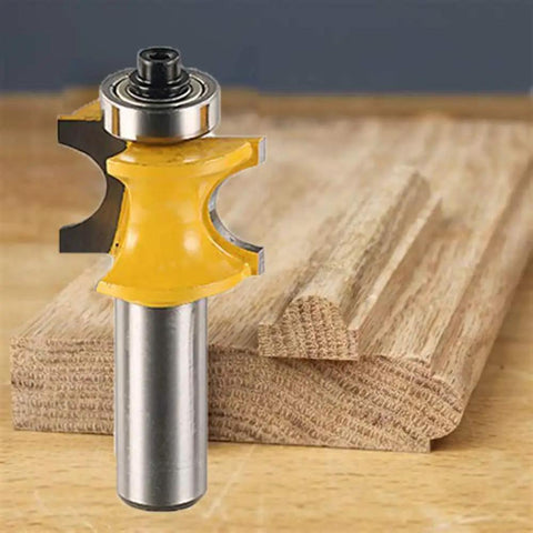 Five Pack One Half Inch Shank Bullnose Router Bit Set With Carbide Tipped Half Round Edge Bits showing radius bead on wood
