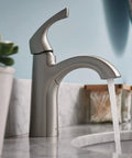 Lindor Brushed Nickel Single Handle Lavatory Faucet 4 Inch With Spot Resist WaterSense Drain Included Deck Plate Included Easy Install