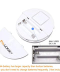 Ultra Thin Window Alarm Pack Of 4 With 120dB Siren And Vibration Sensor battery compartment showing AAA battery placement.