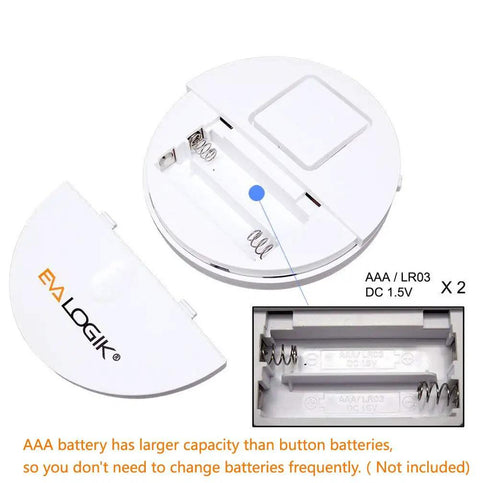 Ultra Thin Window Alarm Pack Of 4 With 120dB Siren And Vibration Sensor battery compartment showing AAA battery placement.