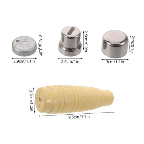 Replacement Knife Handle For Kitchen Knives, Non Slip Wood Grip Round Handle, DIY Restoration Kit For Japanese Sashimi Knife, shown with measurements