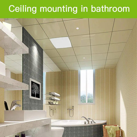 Modern bathroom with ceiling-mounted 4 Inch Exhaust Fan For Bathroom And Kitchen Ventilation, Wall Or Window Mount, Ultra Quiet 55 CFM.