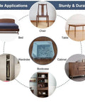 Image showing applications for Tough As Nails Six Piece Stainless Steel L Brackets Corner Brace 90 Degree Shelf Support on furniture.