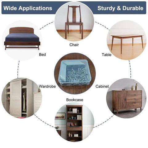 Image showing applications for Tough As Nails Six Piece Stainless Steel L Brackets Corner Brace 90 Degree Shelf Support on furniture.