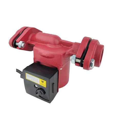 Heavy Duty 3 Speed Hot Water Pressure Booster Pump With One Inch Flange for Home Boiler Circulation, red and black design.