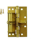Two Pack Hidden Door Hinges With Spring Self Closing And Silent Hydraulic Buffer for cabinets and windows in steel, gold finish.