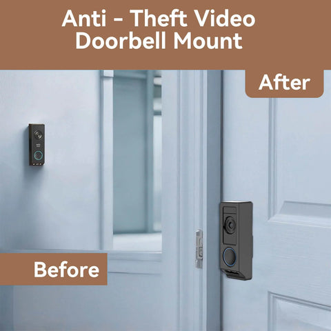 Anti Theft Video Doorbell Mount For E340 Camera No Drill Adjustable Mounting Bracket Holder shown on door