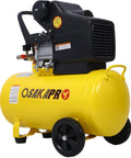 Ultra Quiet 3.5HP Portable Oil Lubricated Air Compressor, 10 Gallon Horizontal Tank with wheels, yellow design for DIY projects.