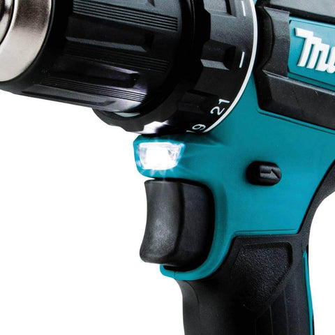 Close-up of 18V LXT Brushless Cordless Half Inch Drill Driver Kit With 3.0Ah Battery showing LED light and grip handle