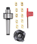 High Speed CNC Milling Cutter Kit With Indexable Carbide Inserts For Face Milling and Precision Machining On CNC Machines; includes cutter, inserts, and wrench.