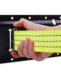 Heavy Duty Ratchet Straps 8 Pack 2 Inches By 15 Feet Featuring Bulletproof 4500 Pound Breaking Strength secured to a black E track.