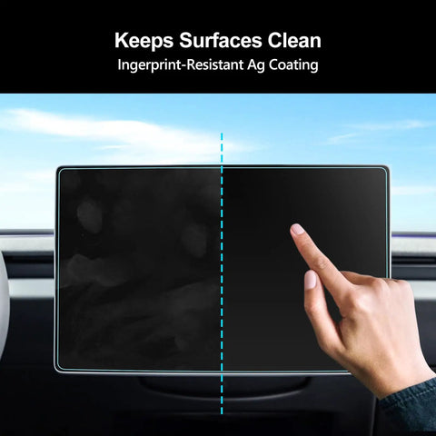 Tesla Model Y Juniper Plus Model 3 Highland Matte Screen Protector 9H Tempered Glass Anti Glare Display Guard on dashboard