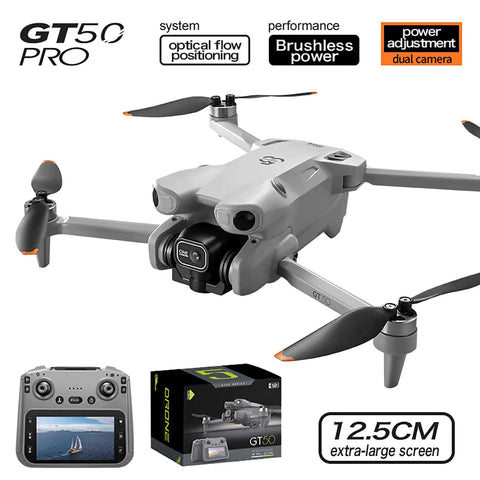 12.5cm Widescreen Remote Control Drone with Dual Lens Cameras showing brushless motors and optical flow positioning