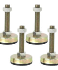 Tough As Nails Heavy Duty Adjustable Furniture Leveling Feet With Non Slip Rubber Cups, Shock Absorbing Anti Scratch Base Support For Couches Desks Tables And Shelves, set of four metal feet with rubber bases.