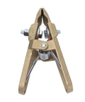 Heavy Duty Ground Clamp Wrench 600 Amp High Conductivity Brass Welding And Cutting Ground Hook Clip angle view showcasing brass material.