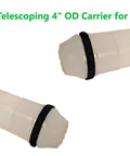 High Quality 2 Pack 4 Inch OD Telescoping Carrier For Kel2020 Pneumatic Tube System clear plastic construction with black bands.