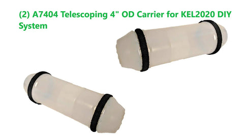High Quality 2 Pack 4 Inch OD Telescoping Carrier For Kel2020 Pneumatic Tube System clear plastic construction with black bands.