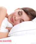 Person sleeping peacefully using ThermaFit Soft Foam Earplugs, 40 Pairs For Sleep, Snoring, Work, Travel And Loud Events, Made in USA.