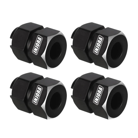 Beefy Brass Wheel Hex Set 9mm Thick And 5mm Extension With Nuts For TRX4M 1/18 RC Cars in black brass construction