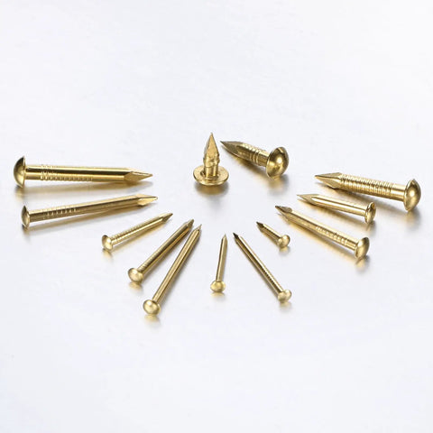 100 Pack Tiny Brass Nails 1.2 Mm X 10 Mm Round Head Precision Hardware For Woodworking Diy Crafts Picture Hanging Rust Proof Corrosion Resistant