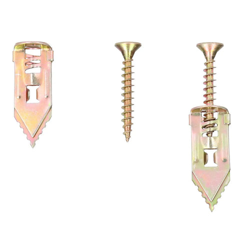 40 Pack Heavy Duty Drywall Anchors With Screws Kit Self Drilling Knocks shown with separate and combined components for mounting.