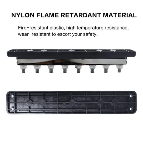 Hella Heavy Duty Copper Bus Bar Providing 600 Amp Juice For Rock Solid 8 Way Distribution Block Grounding And Smooth Auto Battery Wiring In Classic Red And Black, showing nylon flame retardant cover and M10 studs.