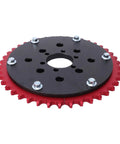 Heavy Duty Split Sprocket Hub Adapter Fits Baja Massimo Mini Bike Go Kart 42 Tooth Gear Replacement For 6.5 HP Engine swap, red and black alloy gear.