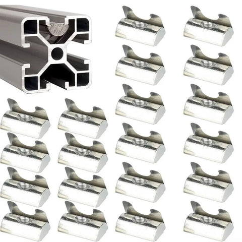 Heavy Duty M8 Shrapnel Nuts Spring Loaded T Nuts Fit 30 Or 40 Or 45 Series Aluminum Profile Slots Carbon Steel Gear on display.