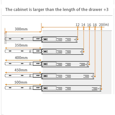 Soft Close Drawer Runners In Stainless Steel 3 Section Telescopic Drawer Slides With Ball Bearing Side Mount Guides 20 Inch Pack of 2 diagram