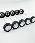 30 Piece Toy Car Wheel Set With 2Mm Shafts And 15 Metal Axles For RC Cars Trucks And DIY Robots Plastic Tire Wheels