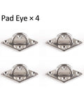 Beefy Heavy Duty Anti Rust Shade Sail Hardware Kit For Rectangle Or Square Sun Sails, 4 stainless steel pad eyes, part of 44 pcs kit