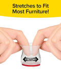 Hands stretching a Small Chair Leg Sliders Set Clear Stretchable Covers For Hardwood And Tile Floors Protect Floors From Scratches Fits Small Furniture Legs