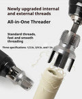 Two In One Pipe Threading Kit For PVC Water Pipes With Internal And External Threading, Fits One Half Inch, Three Quarter Inch, And One Inch Sizes