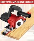 Heavy Duty Aluminum Circular Saw Guide Rail For 12-Inch Saws Precision Adjustable Base Guide on wood with red and black circular saw.