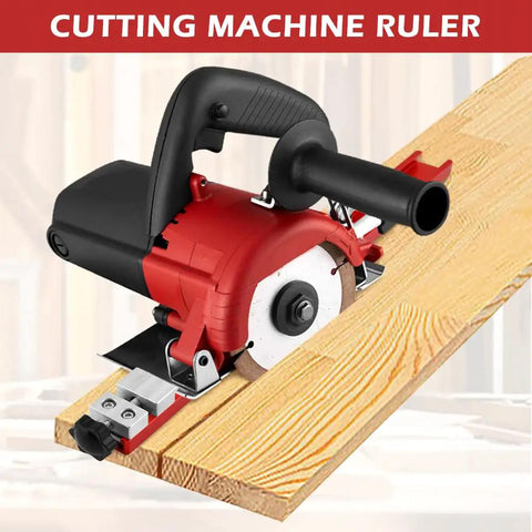 Heavy Duty Aluminum Circular Saw Guide Rail For 12-Inch Saws Precision Adjustable Base Guide on wood with red and black circular saw.