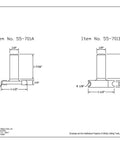 Technical drawing of flute and bead router bit set with carbide tips, showing dimensions for item numbers 55-701A and 55-701B.
