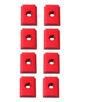 Heavy Duty T Slot Nut Bolts And T Track Slider Fasteners For Woodworking, Premium Aluminum Alloy, 8 red nuts for secure tracking.