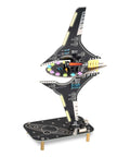 DIY Spaceship Soldering Practice Kit With LED Light Modules showing assembled starship with WS2812B RGB LEDs on a stand