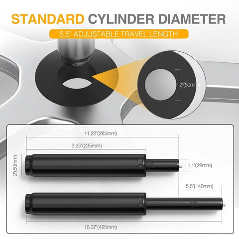 Heavy Duty Gas Lift Cylinder Replacement For Office Chairs Universal 50mm 2 Inch Fit Class 4 Hydraulic Pneumatic Piston illustration