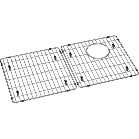 Stainless Steel Bottom Grid For Kitchen Sink, Custom Fit 28 1/4 x 14 5/16 x 1 1/4 Inches shown with drainage hole and rubber feet.