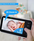Seriously Solid No Wifi Baby Monitor Camera And Audio With Super Crisp Five Inch Screen showing a baby on a 5 inch display.