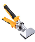 Sheet Metal Hand Seamer 3 Inch with CRV Steel Straight Jaw, TPR Ergonomic Handle, shown from side angle, for metalworking projects.